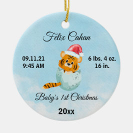 Aangepaste foto Tiger Baby's Boy Eerste Kerstmis 2 Keramisch Ornament