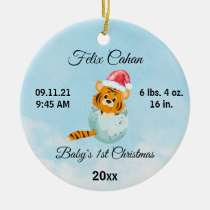 Aangepaste foto Tiger Baby's Boy Eerste Kerstmis 2 Keramisch Ornament