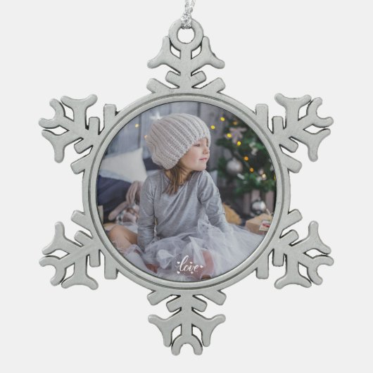 Aangepaste foto tin sneeuwvlok ornament (Voorkant)