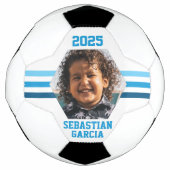 Aangepaste foto-toetsenbord Multi Blue Stripes Voetbal (Voorkant)