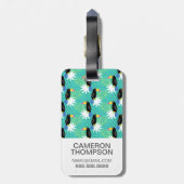 Aangepaste foto-toucans op Blauwgroen Bagagelabel (Achterkant verticaal)