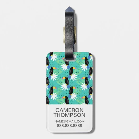 Aangepaste foto-toucans op Blauwgroen Bagagelabel (Achterkant verticaal)