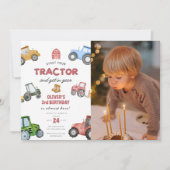 Aangepaste foto tractor 3e verjaardag kaart (Voorkant)