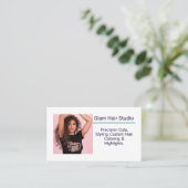 Aangepaste foto trendy kapsalon kapper bewerkbare visitekaartje (Staand voorkant)