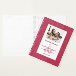 Aangepaste foto trendy magenta rode trouwmaandelij planner