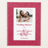 Aangepaste foto trendy magenta rode trouwmaandelij planner (Voorkant)