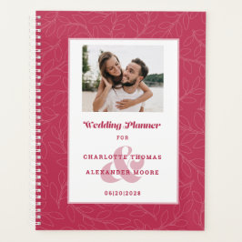 Aangepaste foto trendy magenta rode trouwmaandelij planner