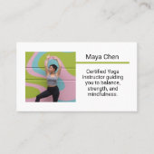 Aangepaste Foto Trendy Yoga Instructor Bewerkbare  Visitekaartje (Voorkant)
