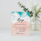 Aangepaste foto Tropical Beach Coastal Wedding RSVP Kaartje (Staand voorkant)
