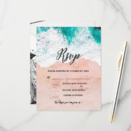 Aangepaste foto Tropical Beach Coastal Wedding RSVP Kaartje