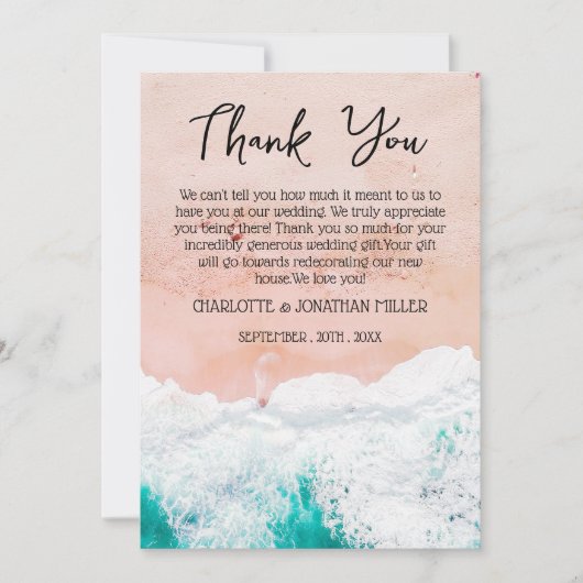 Aangepaste foto Tropical Coastal Beach Weddenschap Bedankkaart (Voorkant)