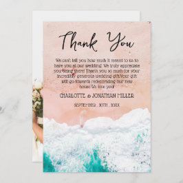 Aangepaste foto Tropical Coastal Beach Weddenschap Bedankkaart