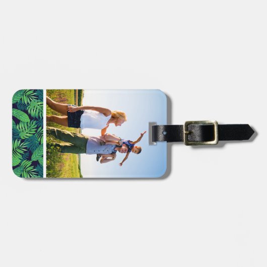 Aangepaste foto Tropical Leaves Patroon Bagagelabel (Voorkant horizontaal)