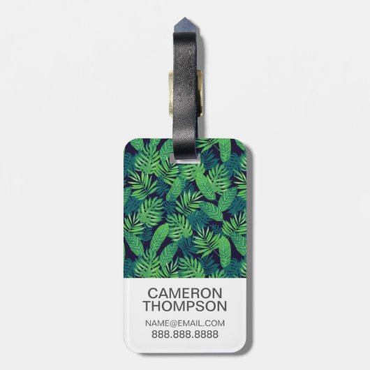 Aangepaste foto Tropical Leaves Patroon Bagagelabel (Achterkant verticaal)
