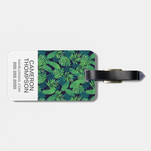 Aangepaste foto Tropical Leaves Patroon Bagagelabel (Achterkant horizontaal)
