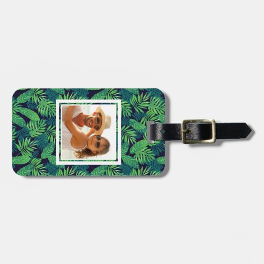 Aangepaste foto Tropical Leaves Pattern Bagagelabel (Voorkant horizontaal)