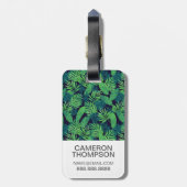 Aangepaste foto Tropical Leaves Pattern Bagagelabel (Achterkant verticaal)