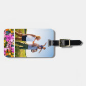 Aangepaste foto Tropische bladeren en bloemen Bagagelabel (Voorkant horizontaal)