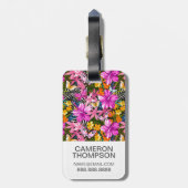 Aangepaste foto Tropische bladeren en bloemen Bagagelabel (Achterkant verticaal)