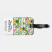 Aangepaste foto Tropische bloemen & ananassegrens Bagagelabel (Achterkant horizontaal)