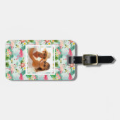 Aangepaste foto tropische bloemen en vogels bagagelabel (Voorkant horizontaal)