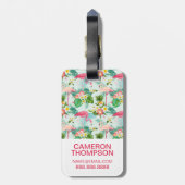 Aangepaste foto tropische bloemen en vogels bagagelabel (Achterkant verticaal)