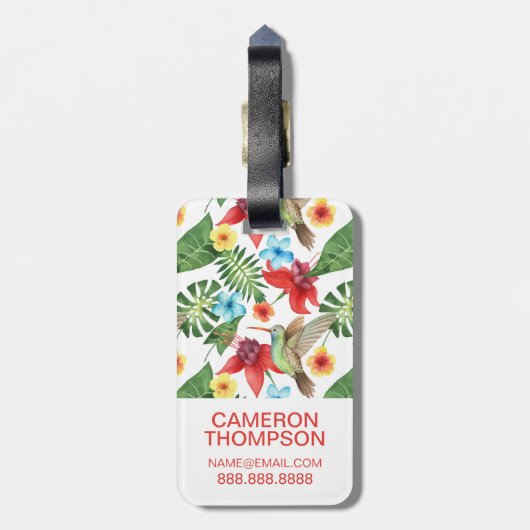 Aangepaste foto Tropische Hummingbird Bagagelabel (Achterkant verticaal)
