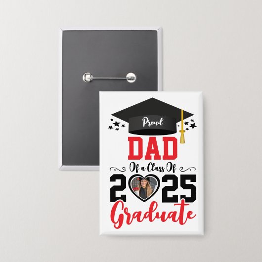 Aangepaste Foto Trots Afstuderen Familie 2025 Gift Button (Voorkant / Achterkant)