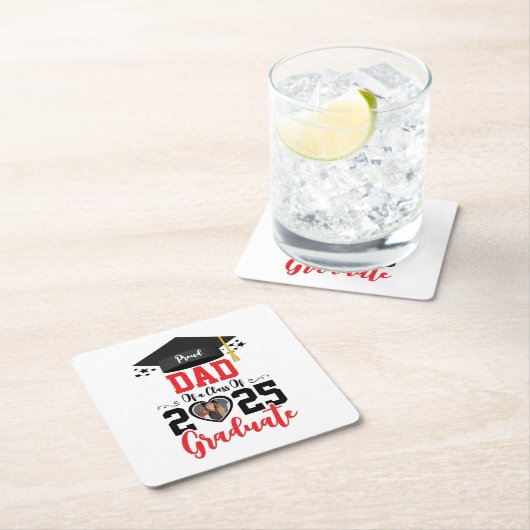 Aangepaste Foto Trots Afstuderen Familie 2025 Gift Kartonnen Onderzetters (Insitu)