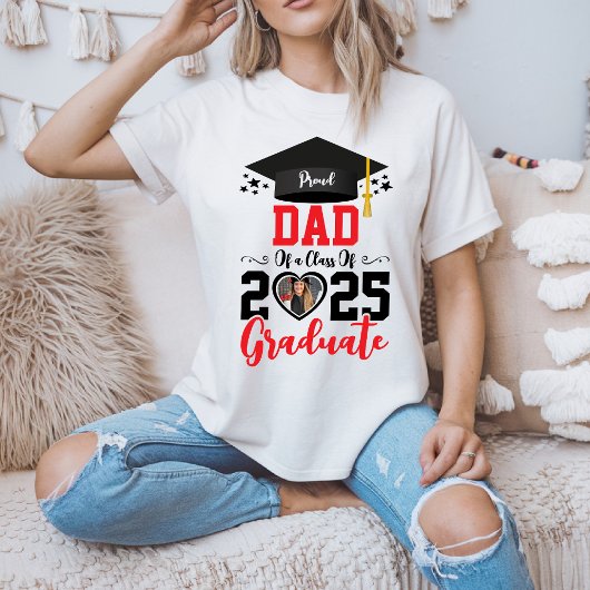 Aangepaste Foto Trots Afstuderen Familie 2025 Gift T-shirt
