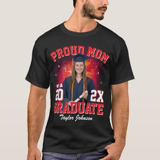 Aangepaste foto Trotse moeder van afgestudeerde Bo T-shirt (Voorkant)