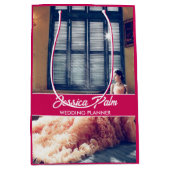 Aangepaste foto trouwfeest roze medium cadeauzakje (Voorkant)
