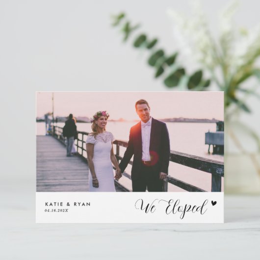 aangepaste foto trouwkaart na een elopement (Staand voorkant)
