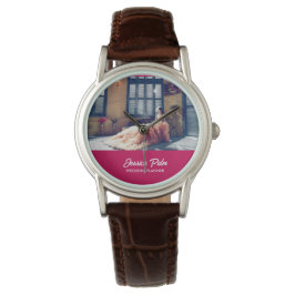 Aangepaste foto-trouwroze horloge