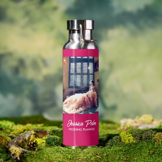 Aangepaste foto-trouwroze waterfles (Buiten)