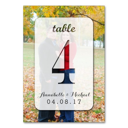 Aangepaste Foto Trouwtafel Nummer Kaart 4 (Voorkant)