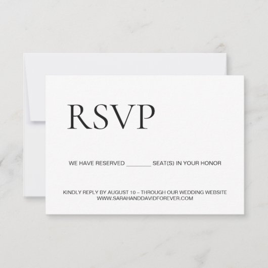 Aangepaste foto trouwwebsite QR-code PLAATS gerese RSVP Kaartje (Voorkant)