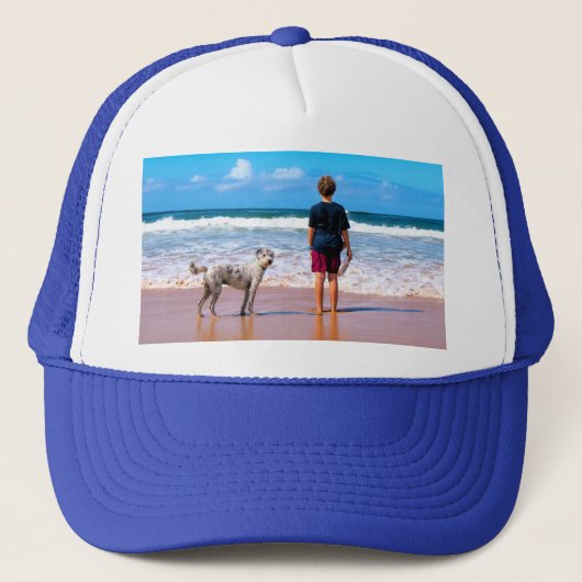 Aangepaste foto-trucker voor uw ontwerp met huisdi trucker pet (Voorkant)