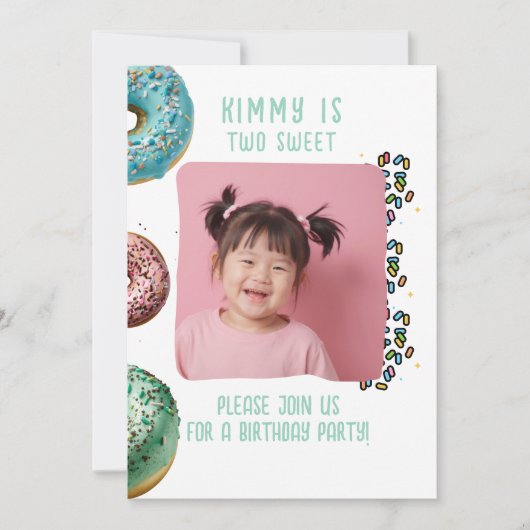 Aangepaste Foto Twee Schattigee 2e Verjaardag Part Kaart (Voorkant)