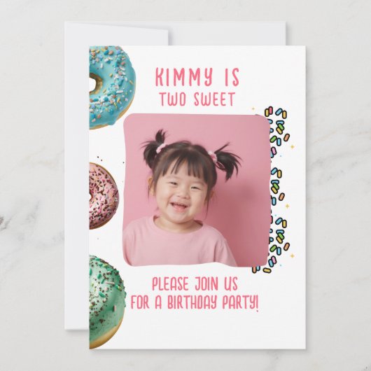 Aangepaste Foto Twee Schattigee 2e Verjaardag Part Kaart (Voorkant)