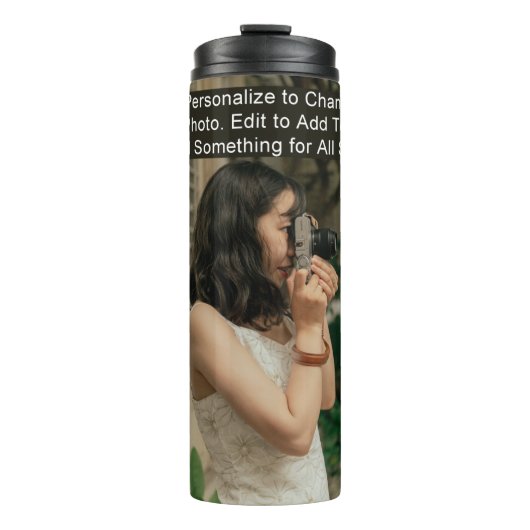 Aangepaste foto (twee zijden) artwork slogan naam thermosbeker (Voorkant)