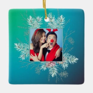 Aangepaste foto tweezijdig dennenappel Lijst Keramisch Ornament
