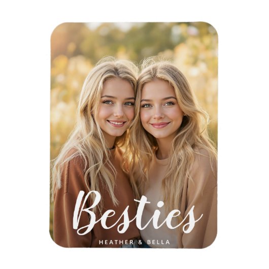 Aangepaste foto typografie beste vriendin magneet (Verticaal)