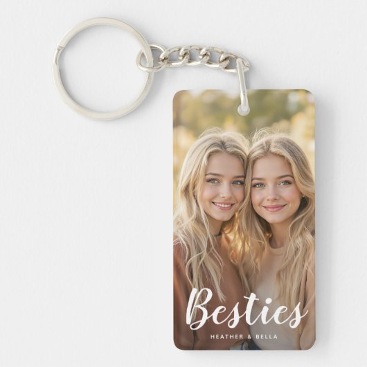Aangepaste foto-typografie beste vriendin sleutelhanger (Voorkant)