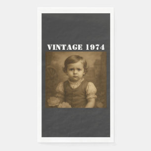 Aangepaste foto uit je kindertijd & Jaar Vintage g Servet