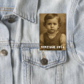 Aangepaste foto uit je kindertijd & jaartal Vintag Button (Insitu)