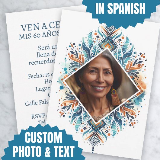 Aangepaste foto uitnodiging voor 60ste verjaardag 