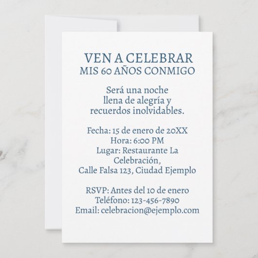 Aangepaste foto uitnodiging voor 60ste verjaardag  (Achterkant)