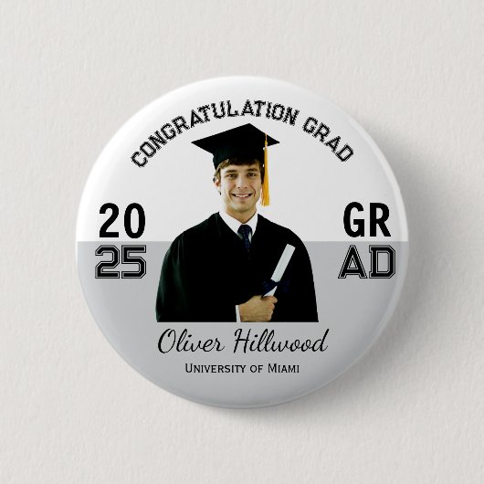 Aangepaste foto Uni afstudeerder cadeau Ronde Button 5,7 Cm (Voorkant)