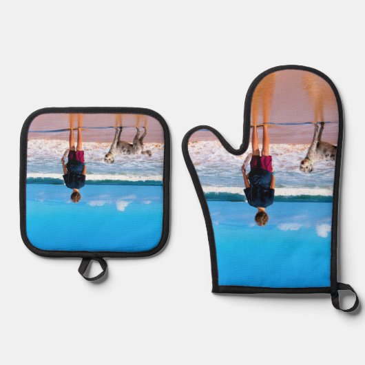 Aangepaste foto Uniek uw eigen ontwerp op maat Ovenwant & Pannenlap Set (Voorkant)